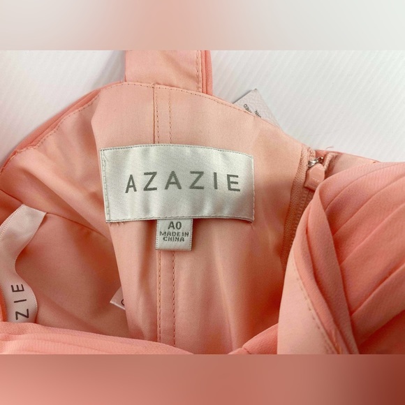 NEW WITH TAG! Azazie Amani A-line cut chiffon, pleated halter neckline A0 - Picture 5 of 9
